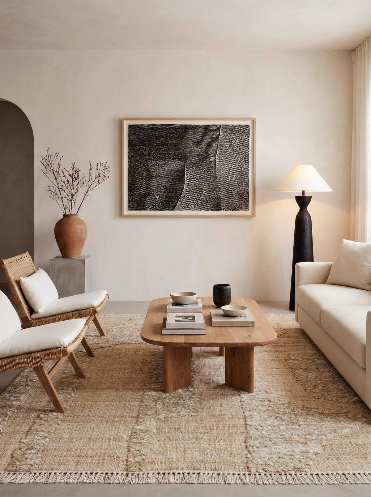 Asterlane Tan White 5'6X7'6 Feet Dhurrie 70% Jute and 30% Wool for Living Room,Bedroom,Home