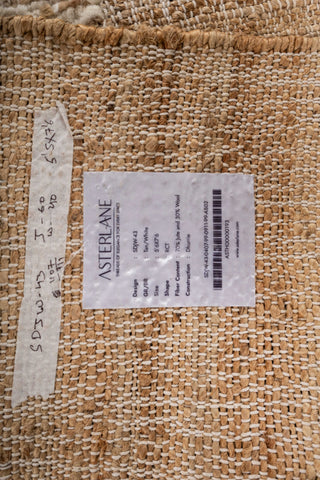 Asterlane Tan White 5'6X7'6 Feet Dhurrie 70% Jute and 30% Wool for Living Room,Bedroom,Home