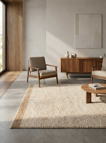 Asterlane Tan White 5X8 Feet Dhurrie 60% Jute and 40% Wool for Living Room,Bedroom,Home