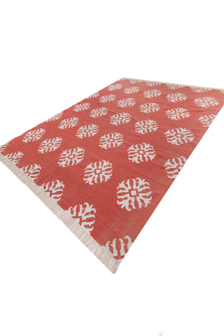 Asterlane Ribbon Red White 9X12 Feet Dhurrie 100% Polyester for Living Room,Bedroom,Home