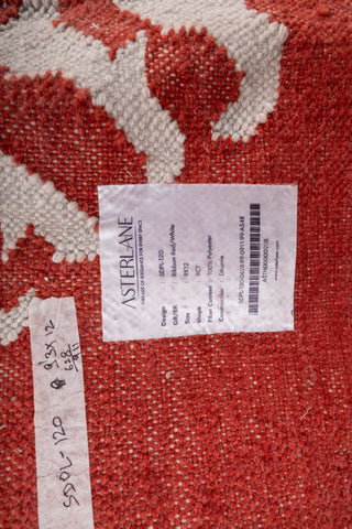 Asterlane Ribbon Red White 9X12 Feet Dhurrie 100% Polyester for Living Room,Bedroom,Home