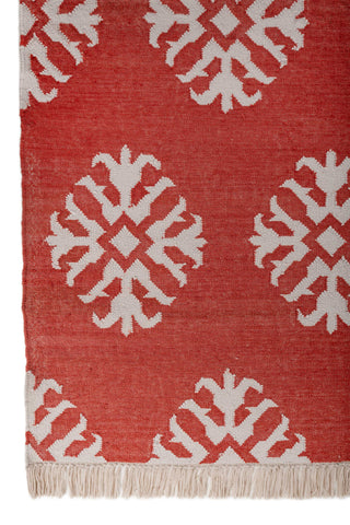 Asterlane Ribbon Red White 5X7 Feet Dhurrie 100% Polyester for Living Room,Bedroom,Home