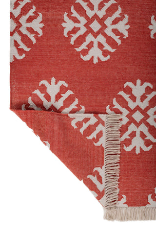 Asterlane Ribbon Red White 5X7 Feet Dhurrie 100% Polyester for Living Room,Bedroom,Home