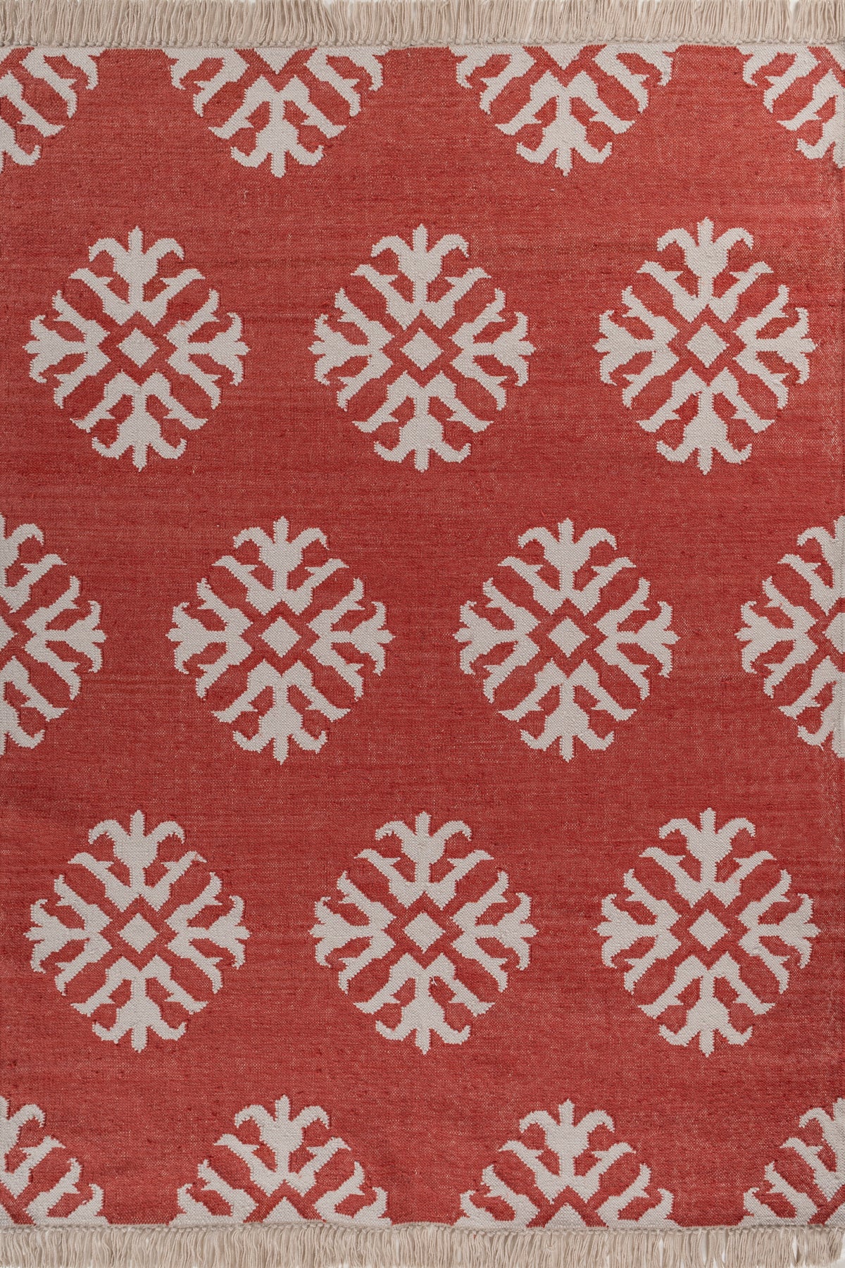 Asterlane Ribbon Red White 5X7 Feet Dhurrie 100% Polyester for Living Room,Bedroom,Home