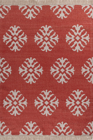 Asterlane Ribbon Red White 5X7 Feet Dhurrie 100% Polyester for Living Room,Bedroom,Home