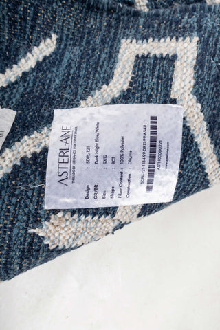 Asterlane Dark Night Blue White 9X12 Feet Dhurrie 100% Polyester for Living Room,Bedroom,Home
