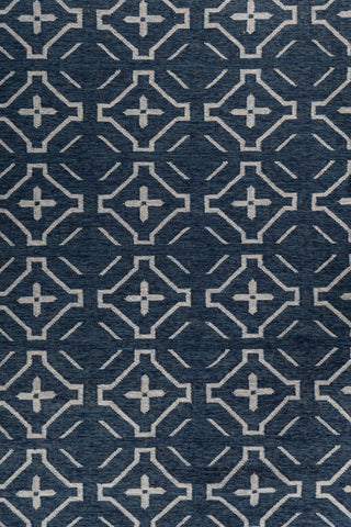Asterlane Dark Night Blue White 9X12 Feet Dhurrie 100% Polyester for Living Room,Bedroom,Home