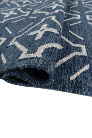 Asterlane Dark Night Blue White 9X12 Feet Dhurrie 100% Polyester for Living Room,Bedroom,Home