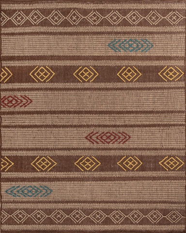 Asterlane Natural Brown Beige 4X5 Feet Dhurrie 100% Polyester for Living Room,Bedroom,Home