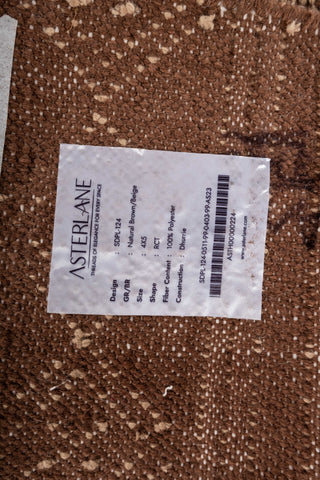 Asterlane Natural Brown Beige 4X5 Feet Dhurrie 100% Polyester for Living Room,Bedroom,Home