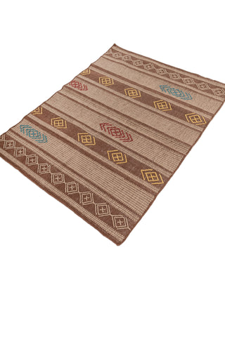 Asterlane Natural Brown Beige 4X5 Feet Dhurrie 100% Polyester for Living Room,Bedroom,Home