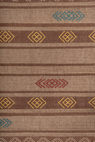 Asterlane Natural Brown Beige 4X5 Feet Dhurrie 100% Polyester for Living Room,Bedroom,Home
