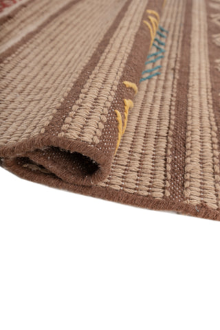 Asterlane Natural Brown Beige 4X5 Feet Dhurrie 100% Polyester for Living Room,Bedroom,Home