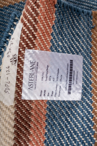 Asterlane Deep Navy Beige 5X7'6 Feet Dhurrie 100% Polyester for Living Room,Bedroom,Home