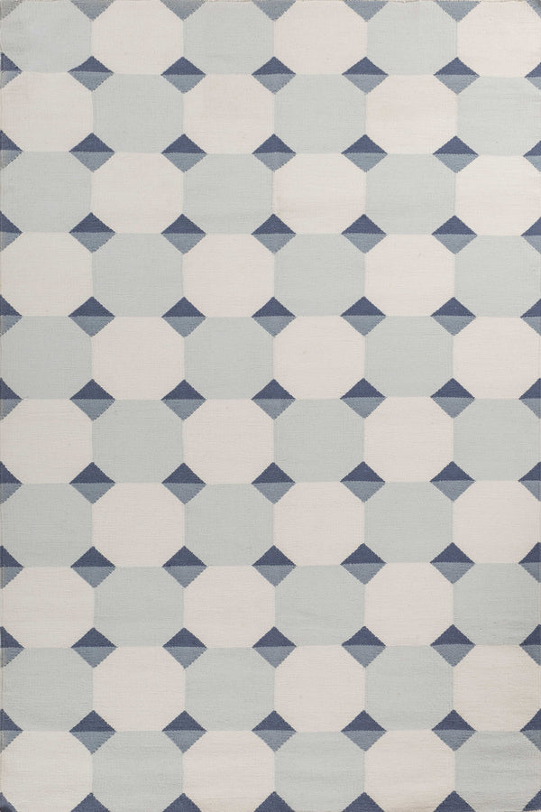 Asterlane Dark Night Blue White 5X8 Feet Dhurrie