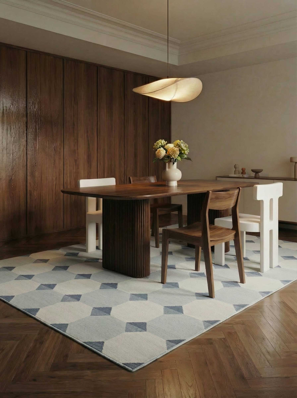 Asterlane Dark Night Blue White 5X8 Feet Dhurrie 100% Polyester for Living Room,Bedroom,Home