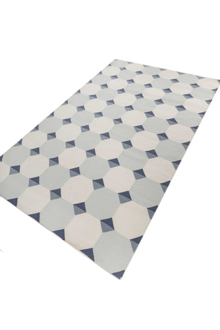 Asterlane Dark Night Blue White 5X8 Feet Dhurrie 100% Polyester for Living Room,Bedroom,Home