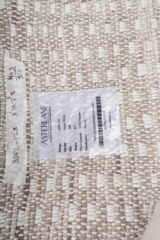 Asterlane Beige White 5X8 Feet Dhurrie 100% Polyester for Living Room,Bedroom,Home