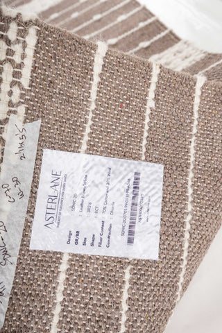 Asterlane Leather Brown White 3X5'6 Feet Dhurrie 70% Cotton and 30% Wool for Living Room,Bedroom,Home