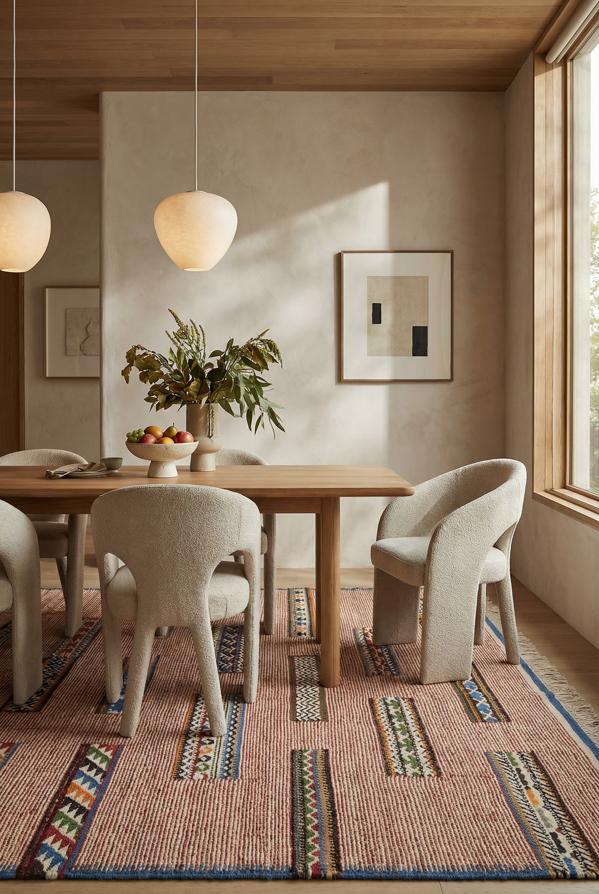 Asterlane Ribbon Red Beige 5X7'6 Feet Dhurrie 100% Wool for Living Room,Bedroom,Home