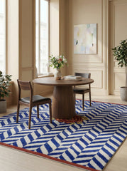 Asterlane Deep Navy White 5X6'6 Feet Dhurrie 100% Wool for Living Room,Bedroom,Home