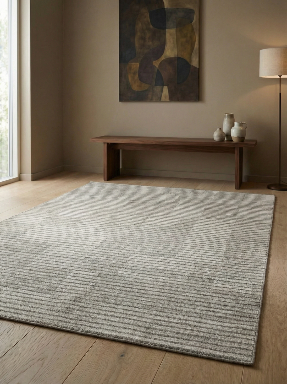 Asterlane White Sand 5X8 Feet Dhurrie 100% Wool for Living Room,Bedroom,Home