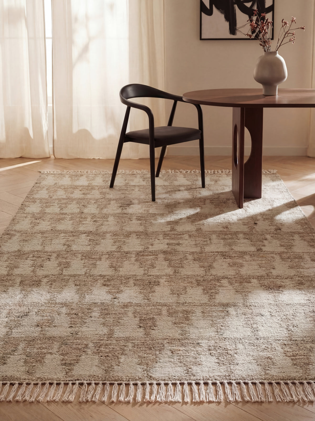 Asterlane Beige White 5X8 Feet Dhurrie 100% Wool for Living Room,Bedroom,Home