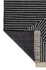 Asterlane Ebony White 5X8 Feet Dhurrie 70% Wool and 30% Polyester for Living Room,Bedroom,Home