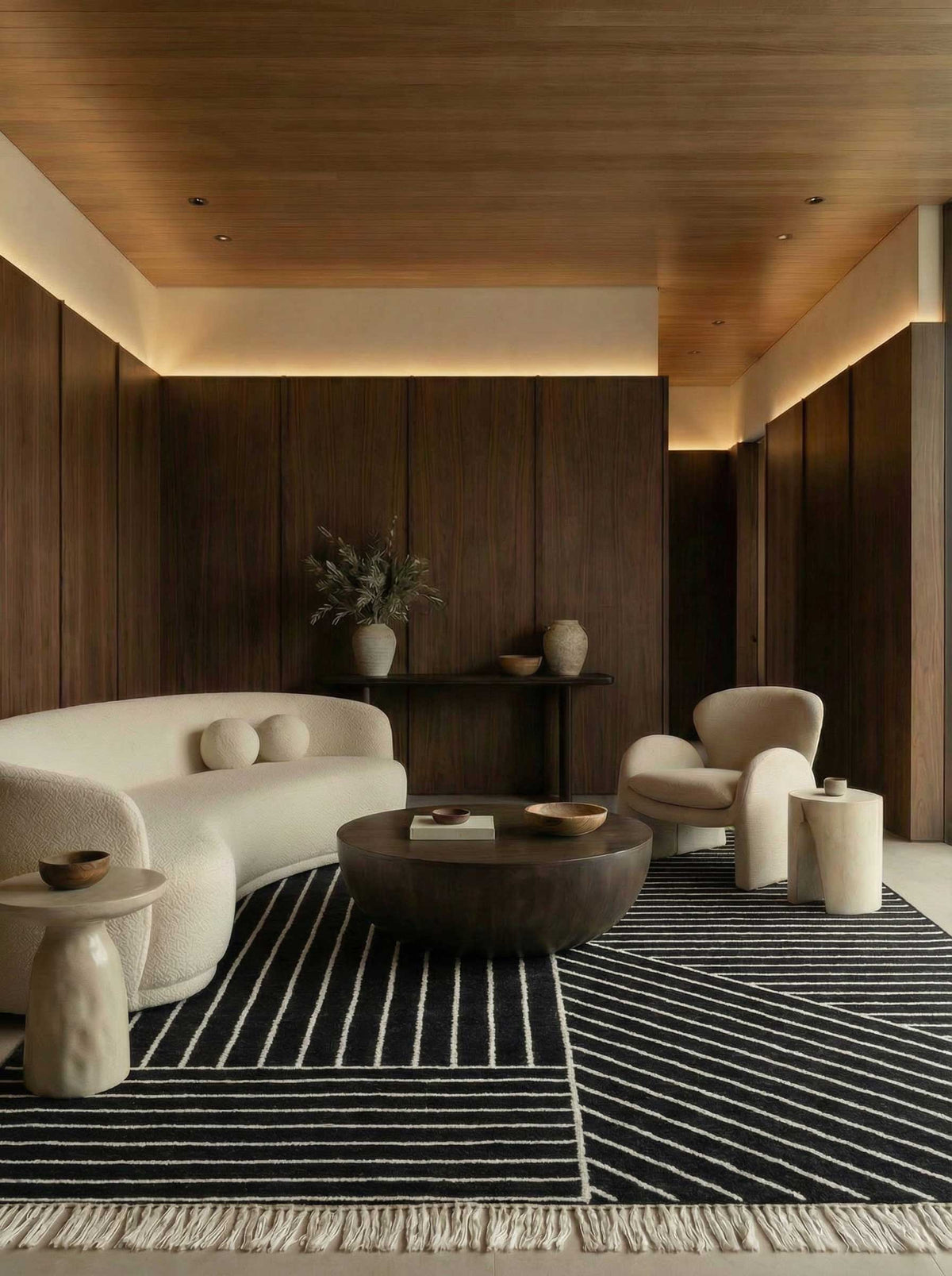 Asterlane Ebony White 5X8 Feet Dhurrie 70% Wool and 30% Polyester for Living Room,Bedroom,Home