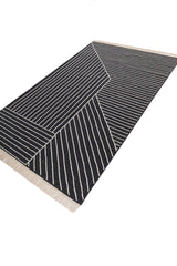 Asterlane Ebony White 5X8 Feet Dhurrie 70% Wool and 30% Polyester for Living Room,Bedroom,Home