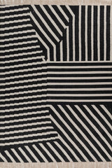 Asterlane Ebony White 5X8 Feet Dhurrie 60% Wool and 40% Polyester for Living Room,Bedroom,Home