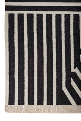 Asterlane Ebony White 5X8 Feet Dhurrie 60% Wool and 40% Polyester for Living Room,Bedroom,Home