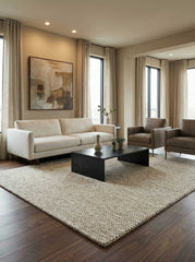 Asterlane Beige White 5X8 Feet Dhurrie 70% Wool and 30% Viscose for Living Room,Bedroom,Home