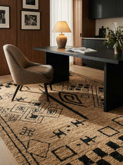 Asterlane Natural Ebony 5'6X7'6 Feet Dhurrie 100% Jute for Living Room,Bedroom,Home