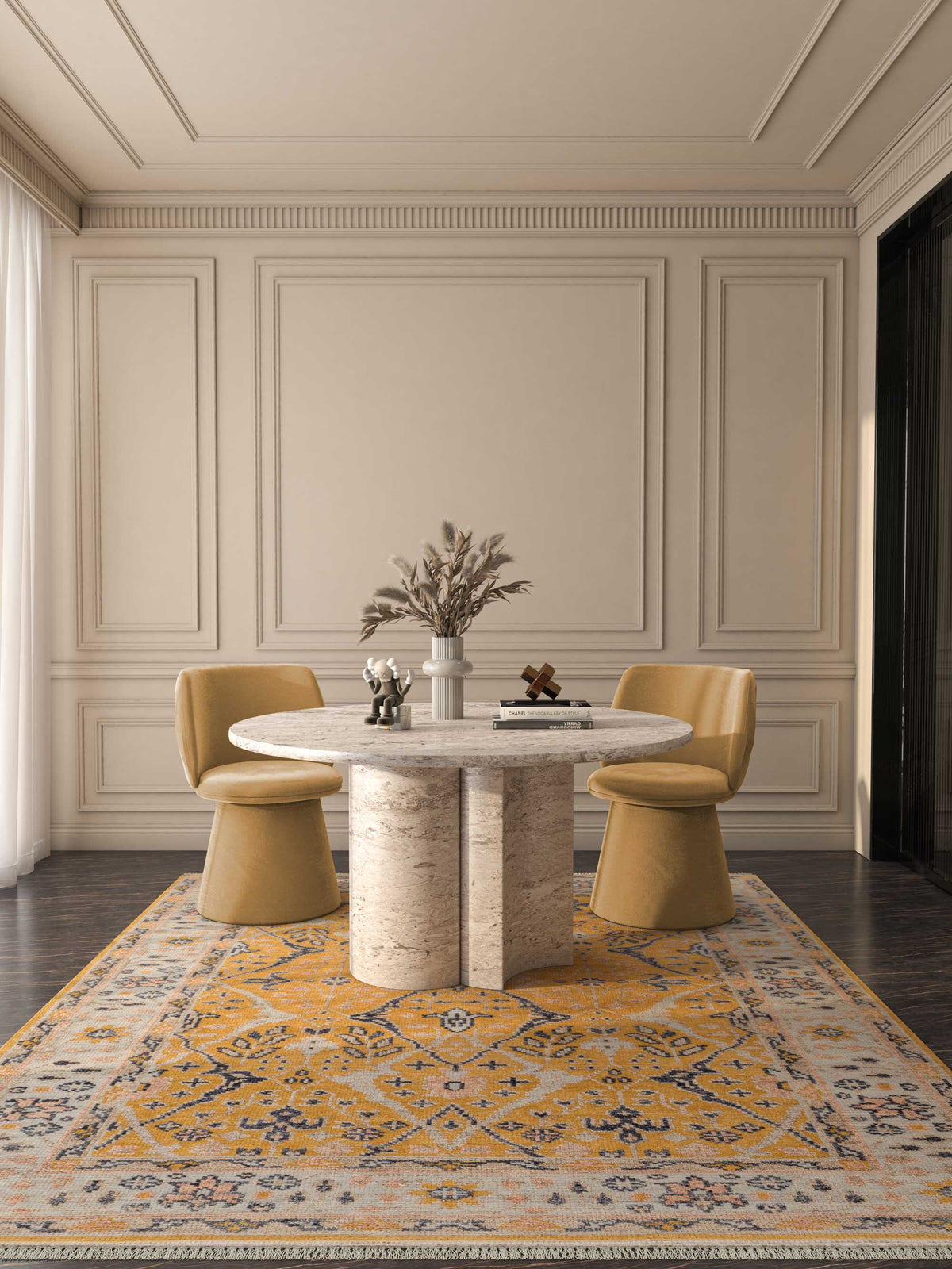 Asterlane Yellow flash Deep Navy 5X8 Feet Dhurrie 100% Wool for Living Room,Bedroom,Home