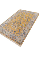 Asterlane Yellow flash Deep Navy 5X8 Feet Dhurrie 100% Wool for Living Room,Bedroom,Home