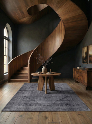 Asterlane Dhurrie Rug  | Steel Gray Carpet