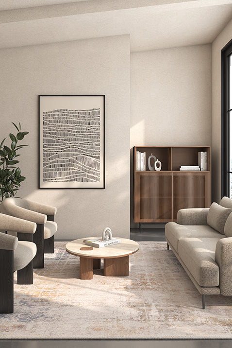 Asterlane Abstract Lemon & Beige Color Rug - Asterlane