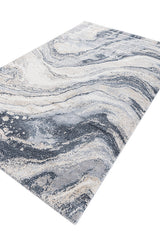 Selqar Blue & Ivory Polypropylene Rug