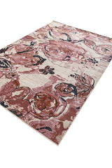 Asterlane Floral Rose Petal & Beige Color Rug