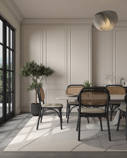 Asterlane Abstract Light Gray & Natural White Designer Rug