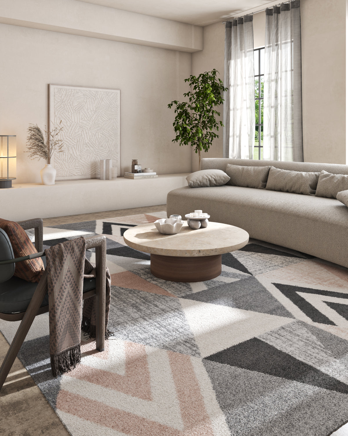 Asterlane Geometric Classic Gray with Pink Tint Rug