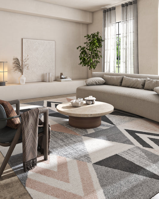 Asterlane Geometric Classic Gray with Pink Tint Rug