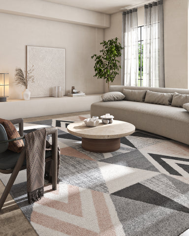 Soft Classic Rug  | Classic Gray & Pink Tint Carpet for Living Room, Bedroom, Dining Room 4X6 ft,5X8 ft & 6X9 ft