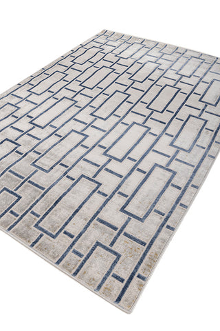 Off White & Twilight Blue Abstract Rug - Soft Carpet for Living Room & Bedroom | 4x6, 5x7.6, 6.6x9.6 ft