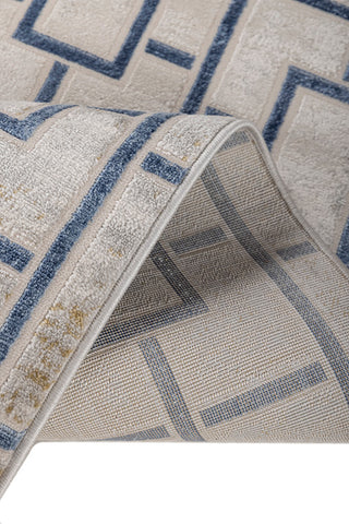 Off White & Twilight Blue Abstract Rug - Soft Carpet for Living Room & Bedroom | 4x6, 5x7.6, 6.6x9.6 ft