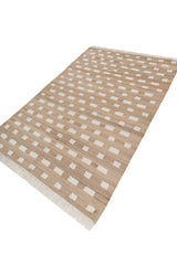 Asterlane Tan White 5X7'6 Feet Dhurrie 70% Jute and 30% Wool for Living Room,Bedroom,Home
