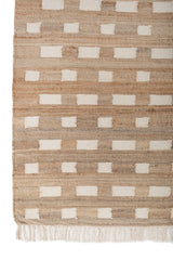 Asterlane Tan White 5X7'6 Feet Dhurrie 70% Jute and 30% Wool for Living Room,Bedroom,Home
