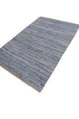 Eldra Blue Wool & Jute Dhurrie