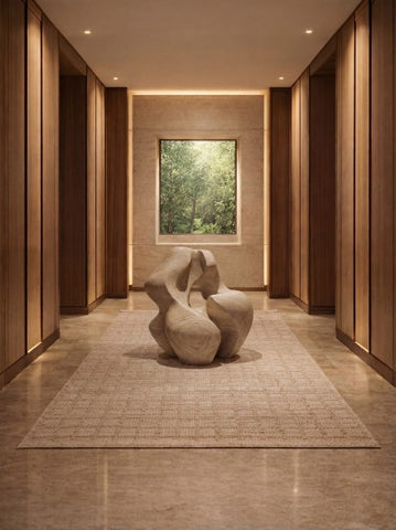 Asterlane Tan White 5X8'6 Feet Dhurrie 70% Wool and 30% Jute for Living Room,Bedroom,Home